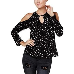 Seven Sisters Womens Cold Shoulder Keyhole Pullover Top Size M